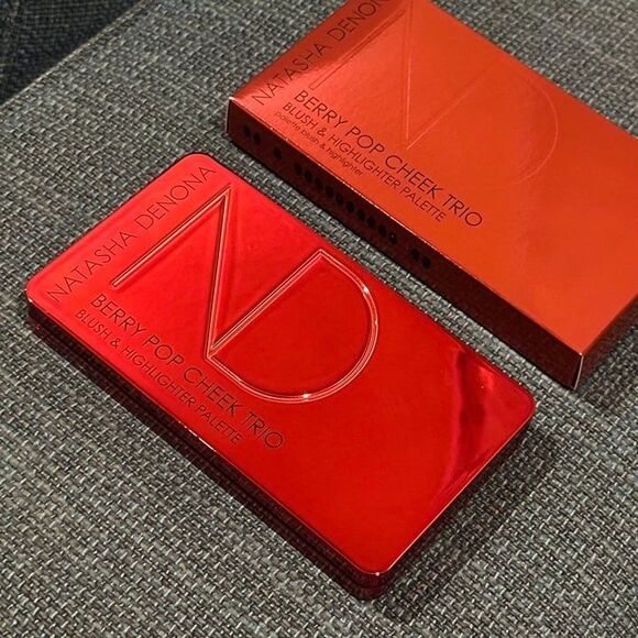 Natasha Denona Berry Pop Cheek Trio Cranberry Red Glow Cream Blush Highlight - Picture 9 of 12